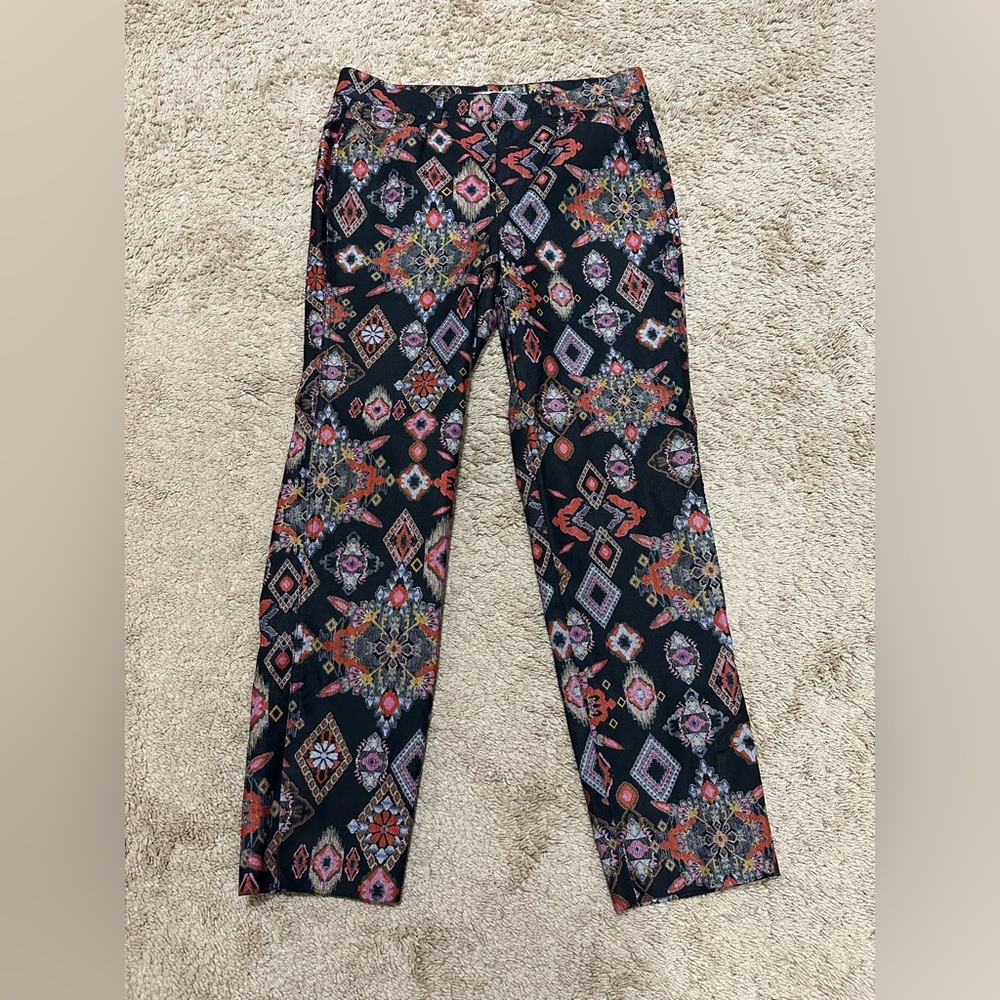 Zara Black and Red Patterned Pants Size M F-27
